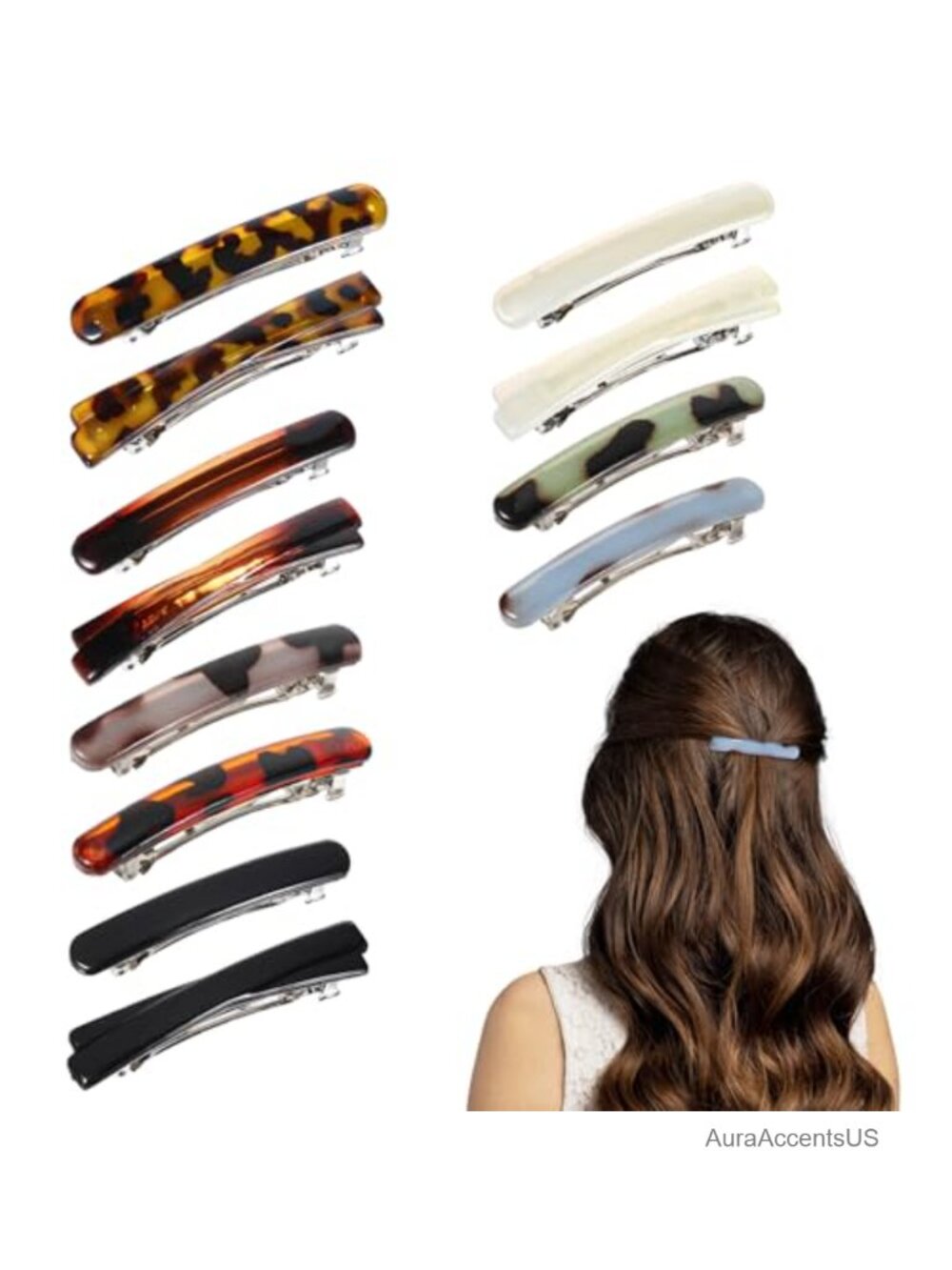 8 Pcs Tortoise Shell Acetate Small Hair Clips for Women No Slip Barrette